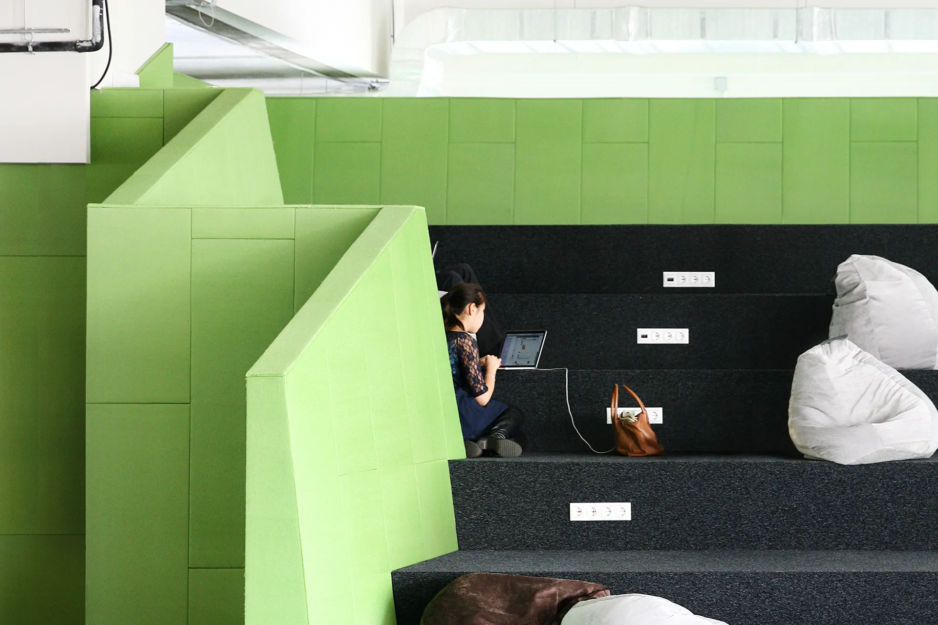 Green felt and carpet on the cohort steps