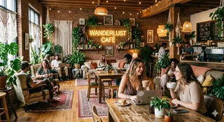 Boho aesthetics cafe themed for millennial culture