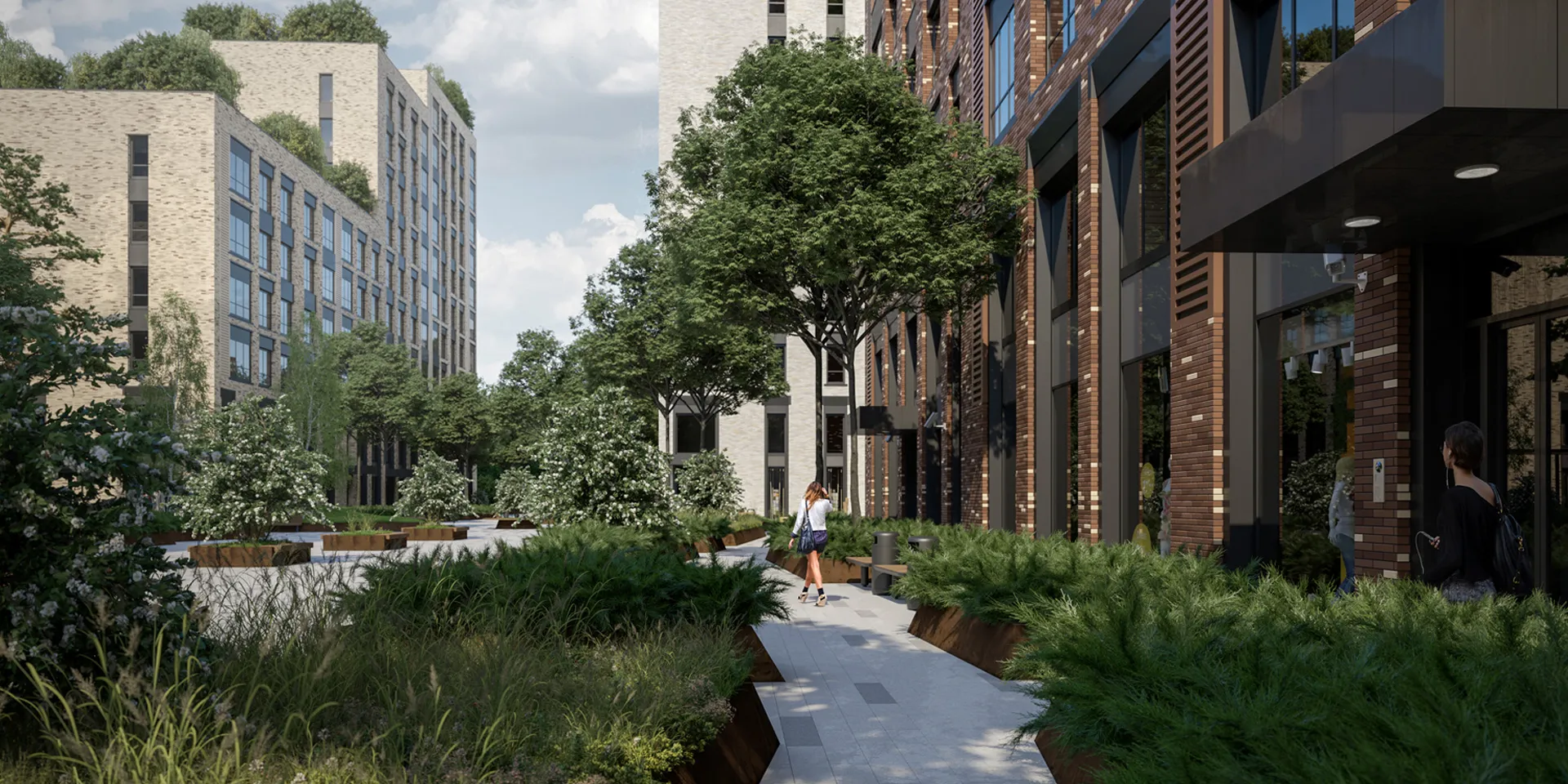 Visualization of the landscaped pedestrian spaces