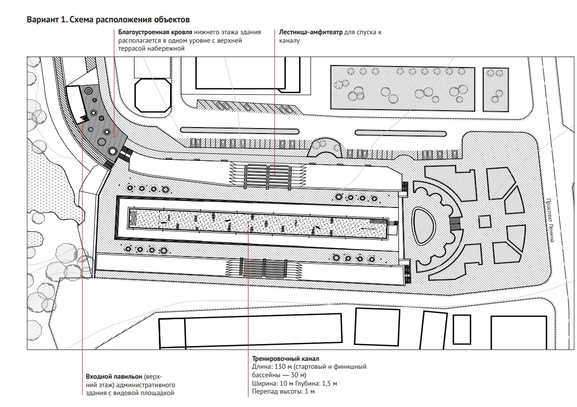 Variant 1: preliminary canal layout