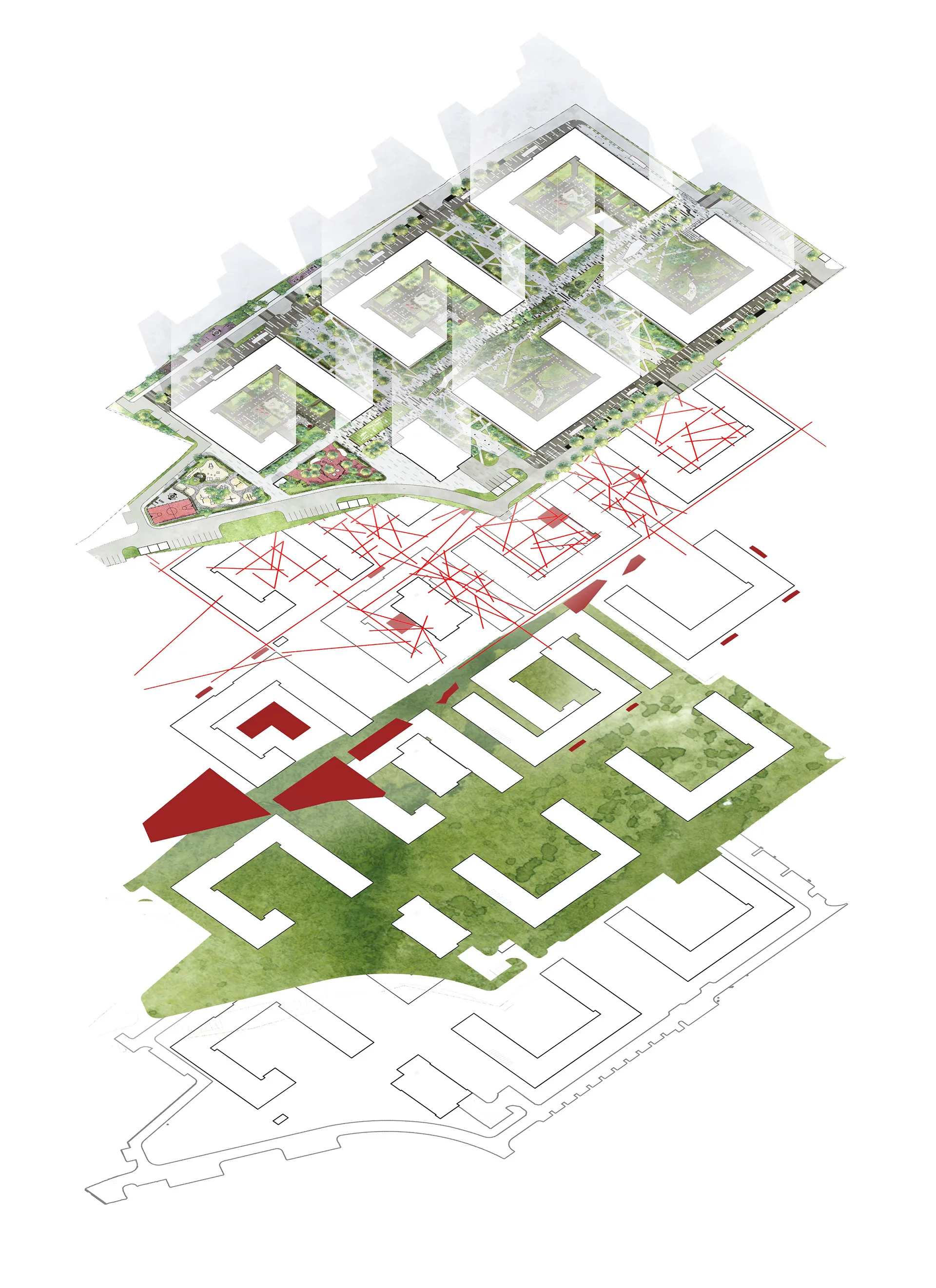 Exploded diagram of landscape layers