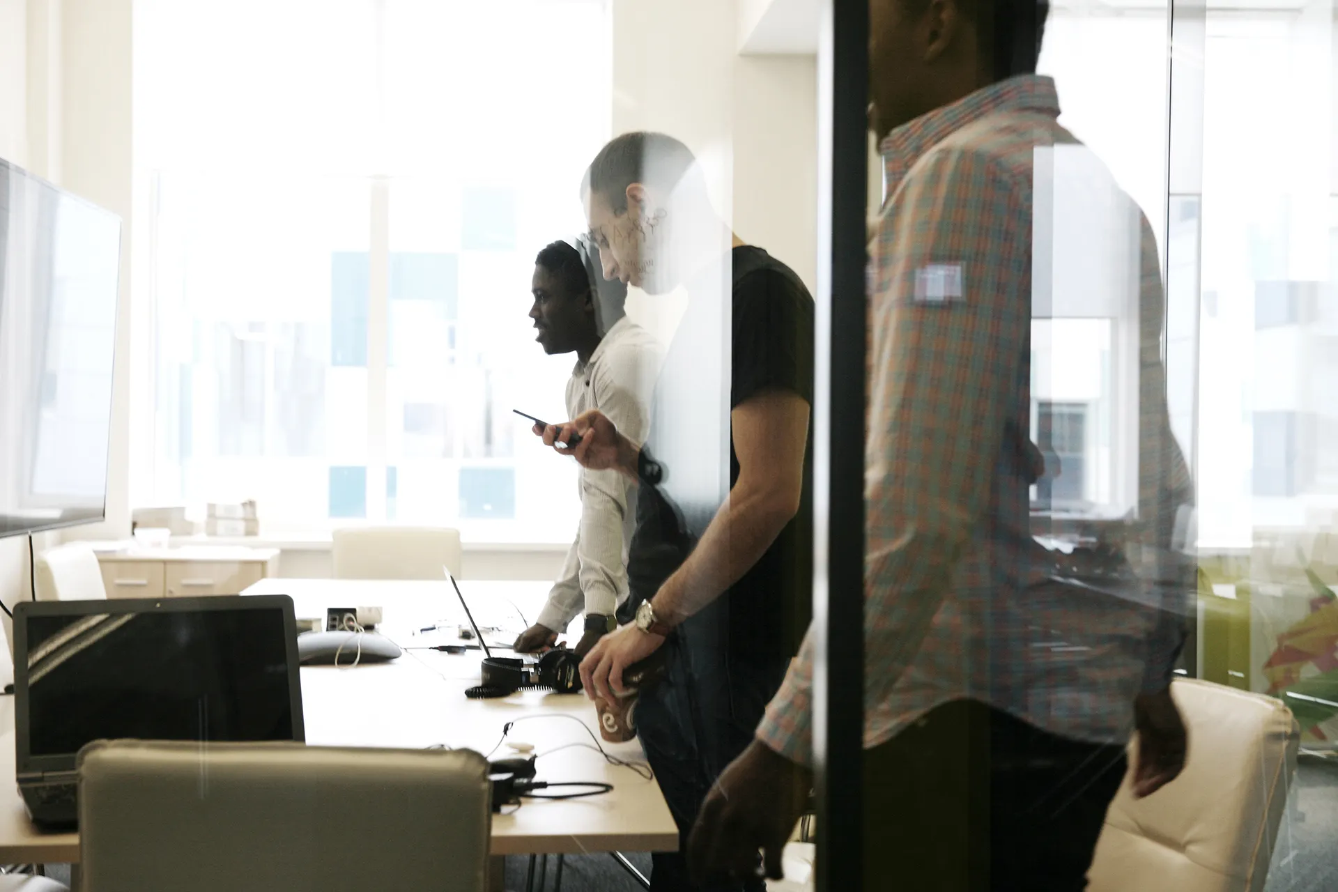 Students working around a shared table