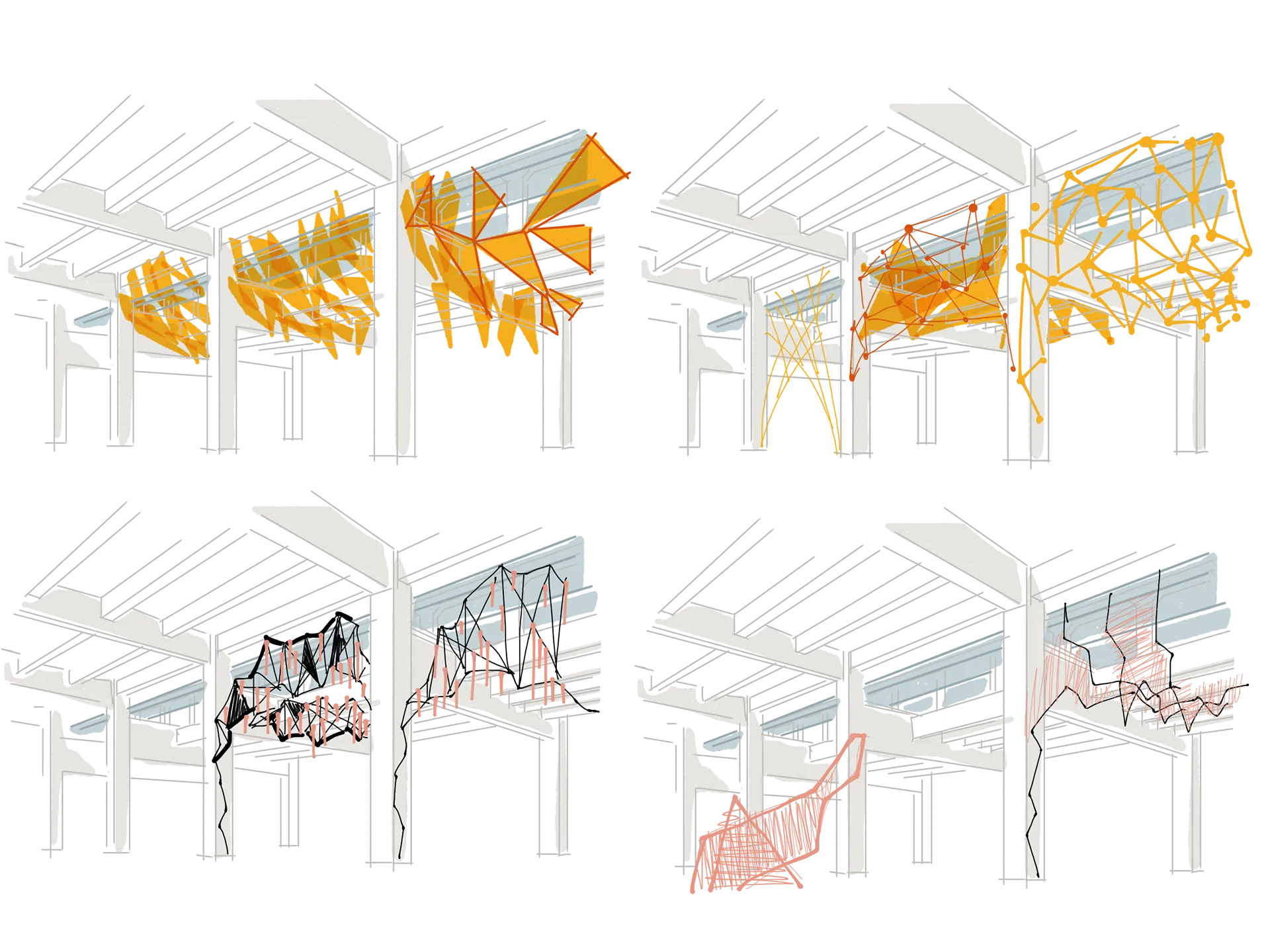 Folded and branching canopy sketch alternatives