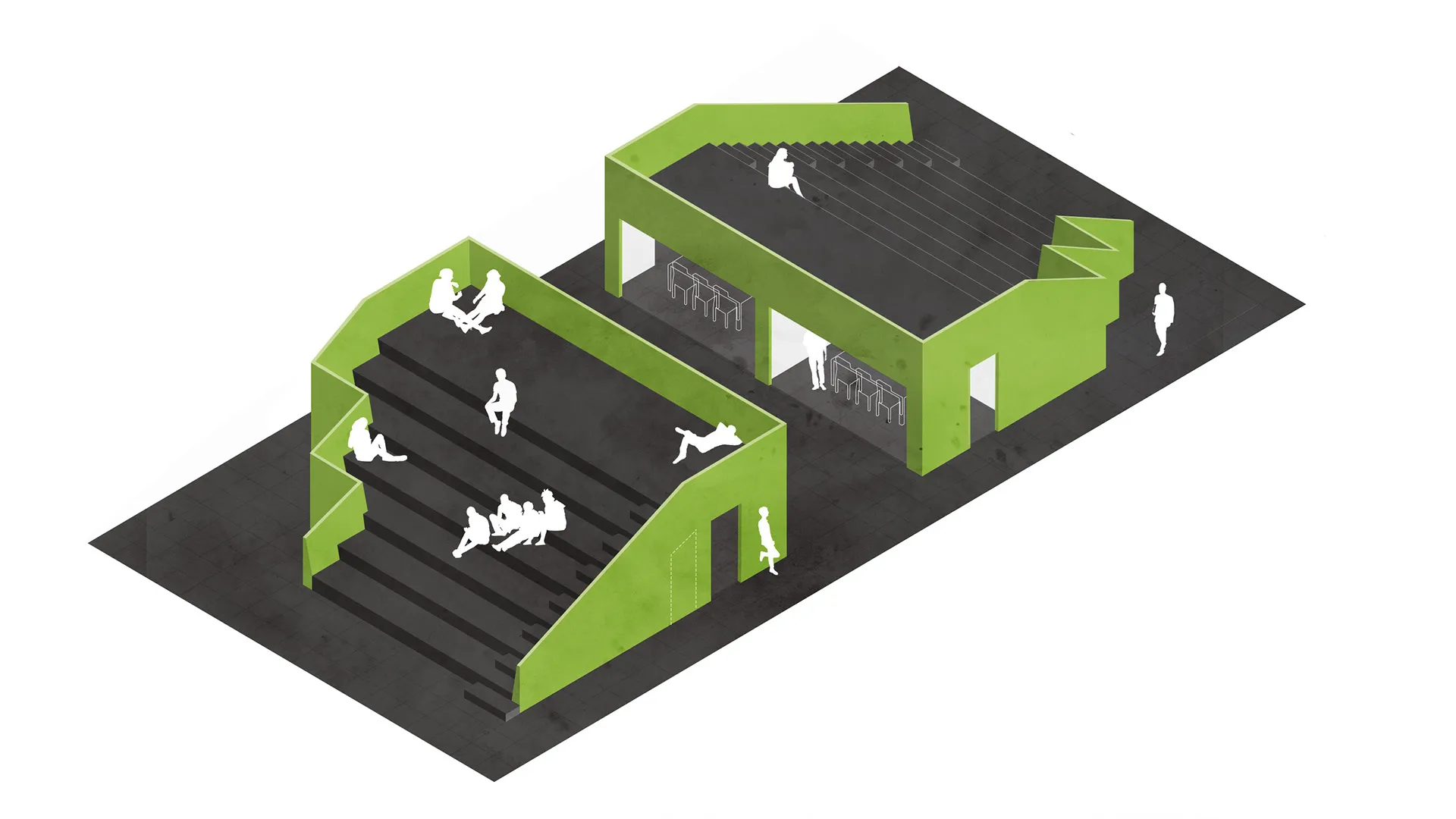Study of the seating above the enclosed rooms
