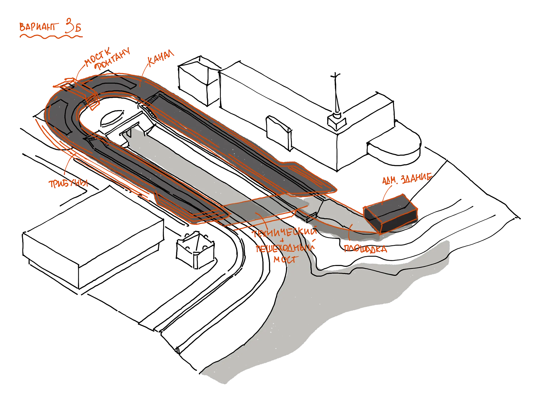 Hand-drawn study of variant 3b