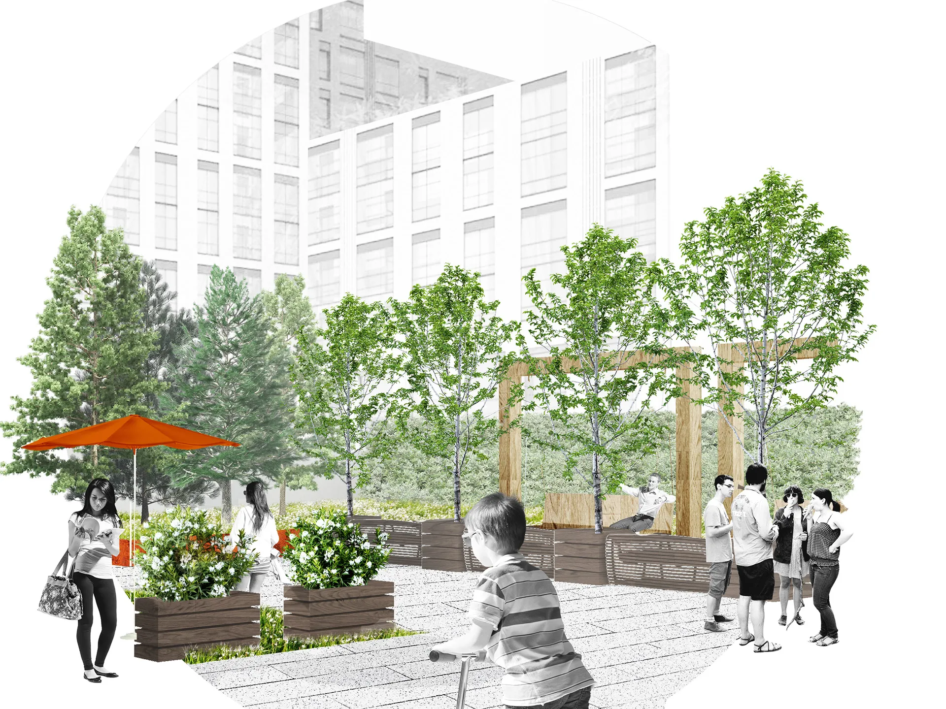 Collage study of seating and shade