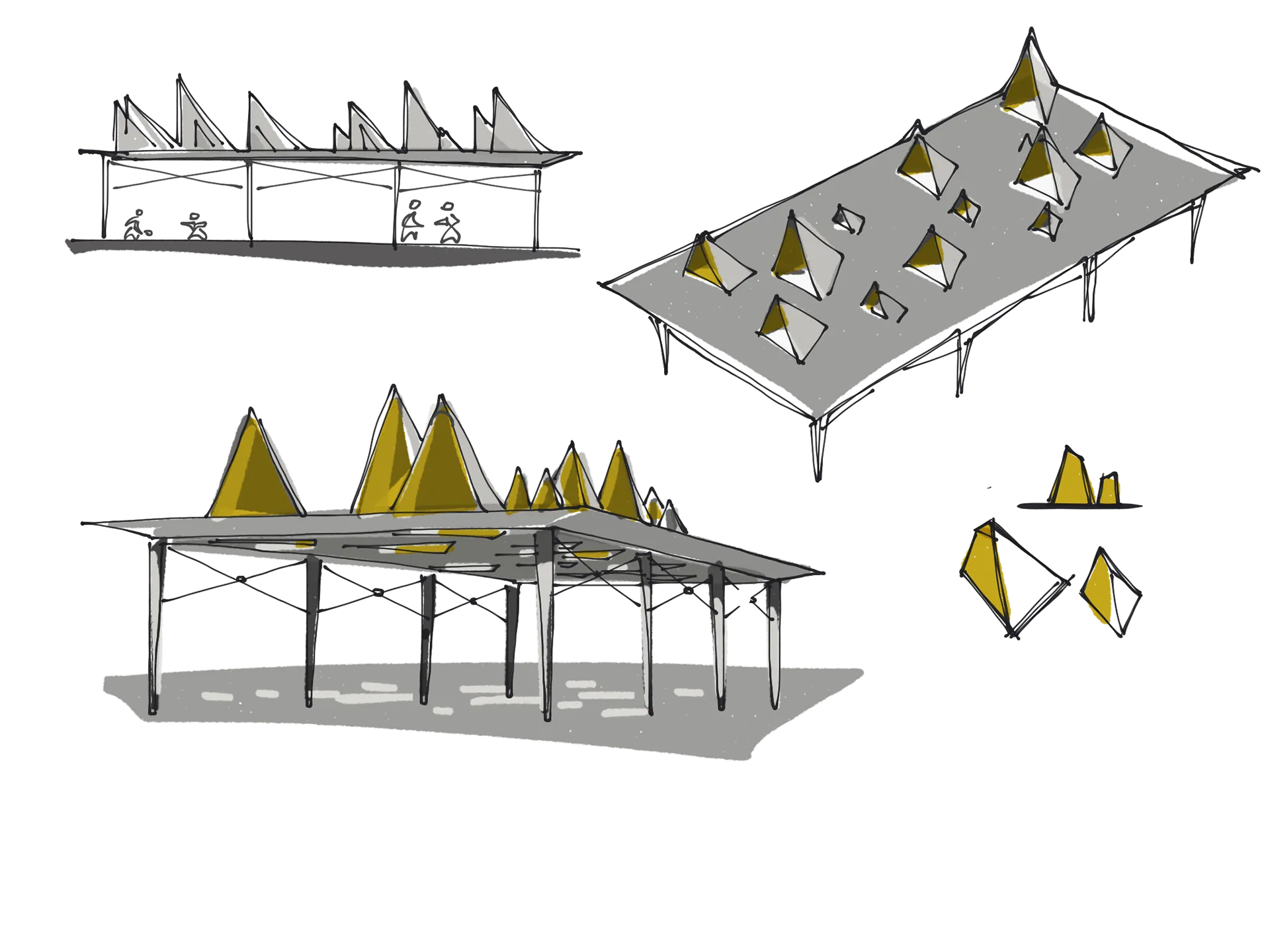 Roof and canopy detail sketches